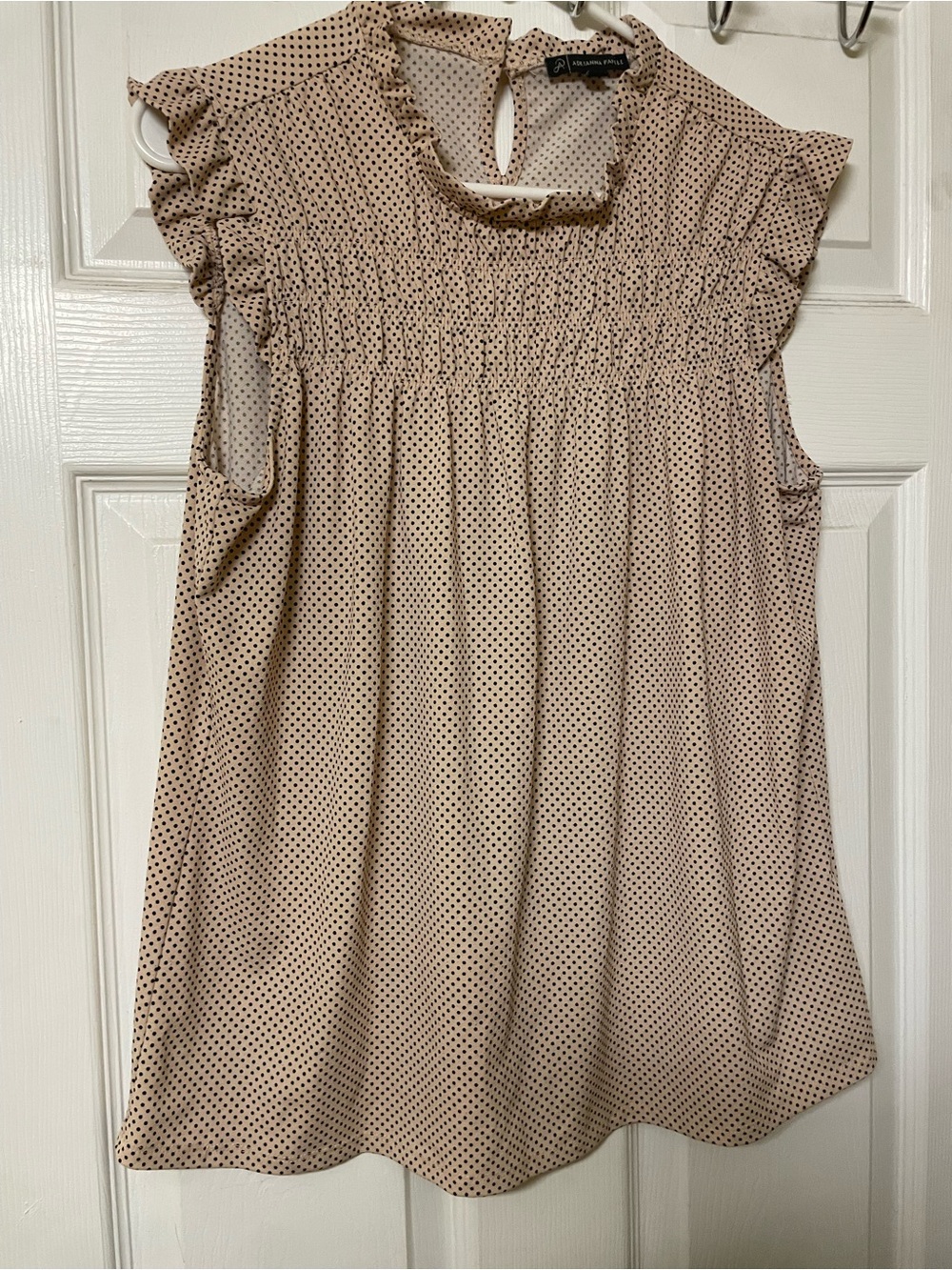 Cream Polka Dot Ruffle blouse